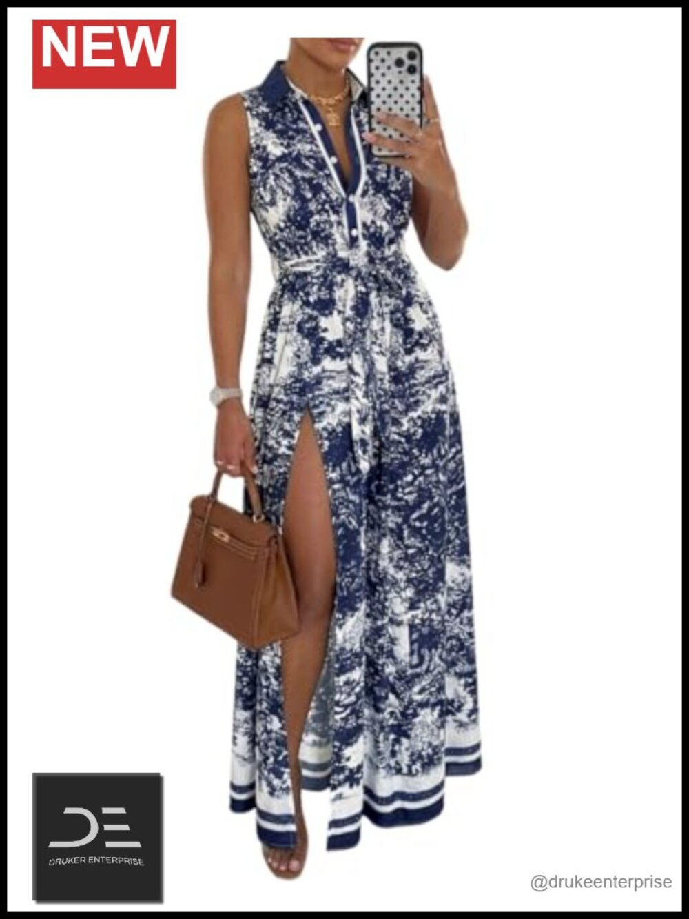Women Boho Halter Maxi Dress Sleeveless A-Line Split Flowy Summer Beach